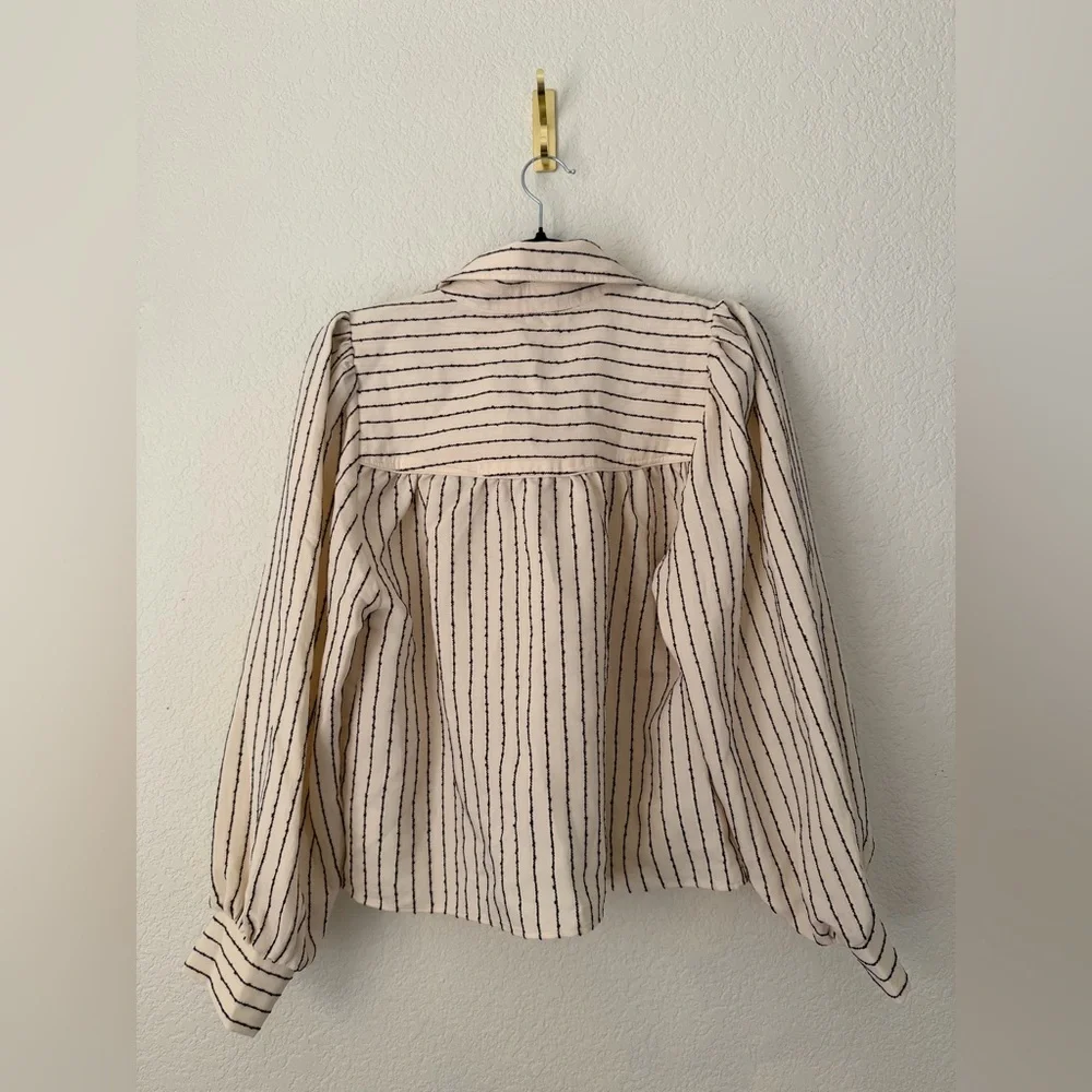 Evereve Sadie Slub Stripe Shirt Small - Picture 7 of 8